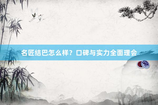 名匠结巴怎么样？口碑与实力全面理会